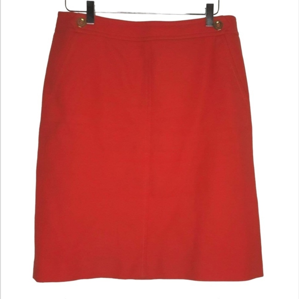 Talbots Pencil Skirt 10 Pockets Orange Gold Buttons‎ Textured Preppy Office Work